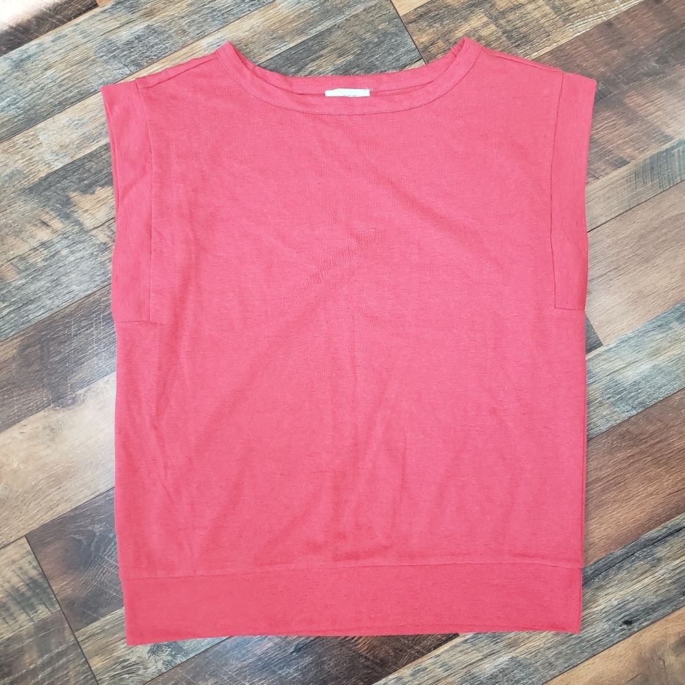 Loft Outlet Pink Cotton Blend Crewneck Muscle Tee, Size Small